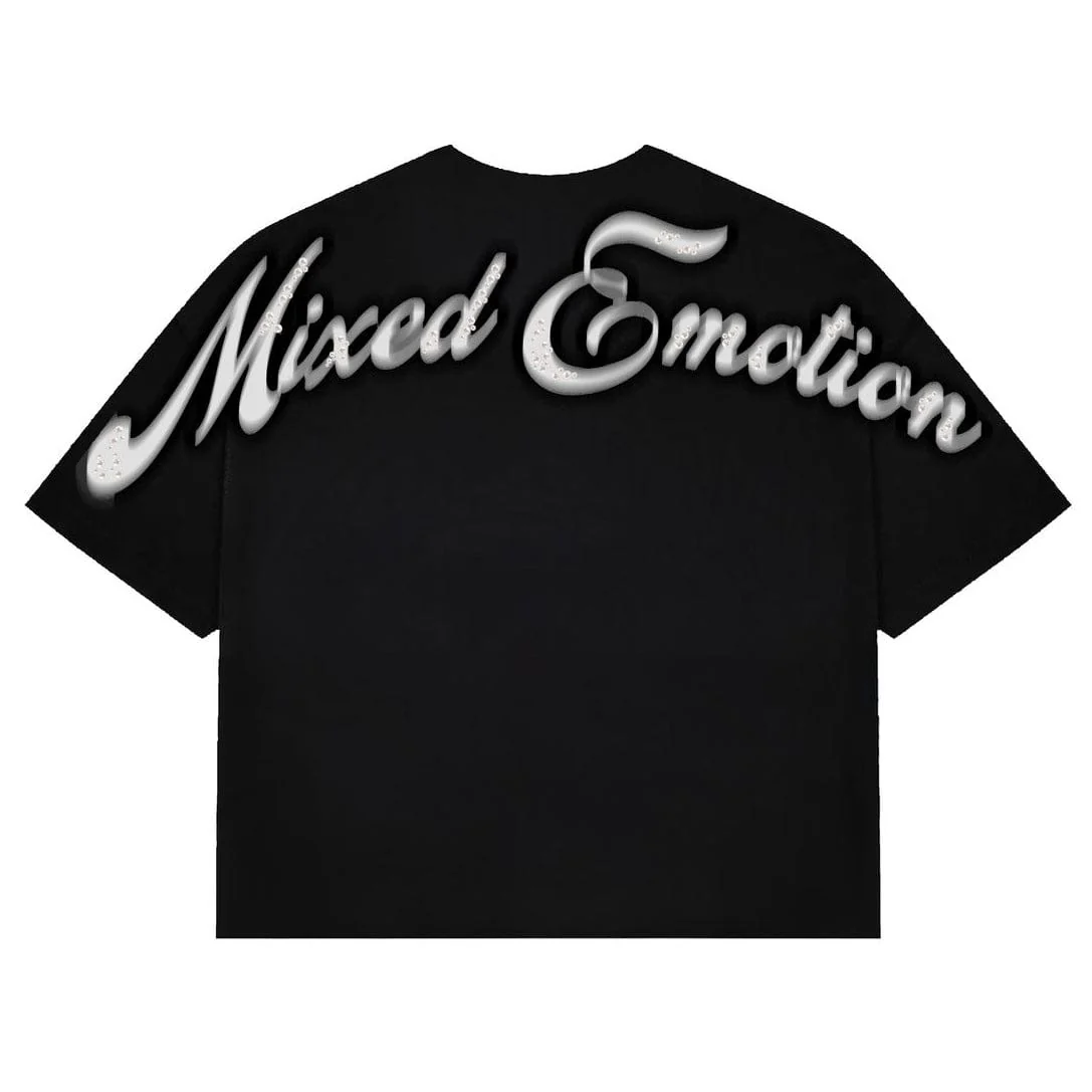 Mixed Emotion Pearl Cropped Tee (Black) - Image 2