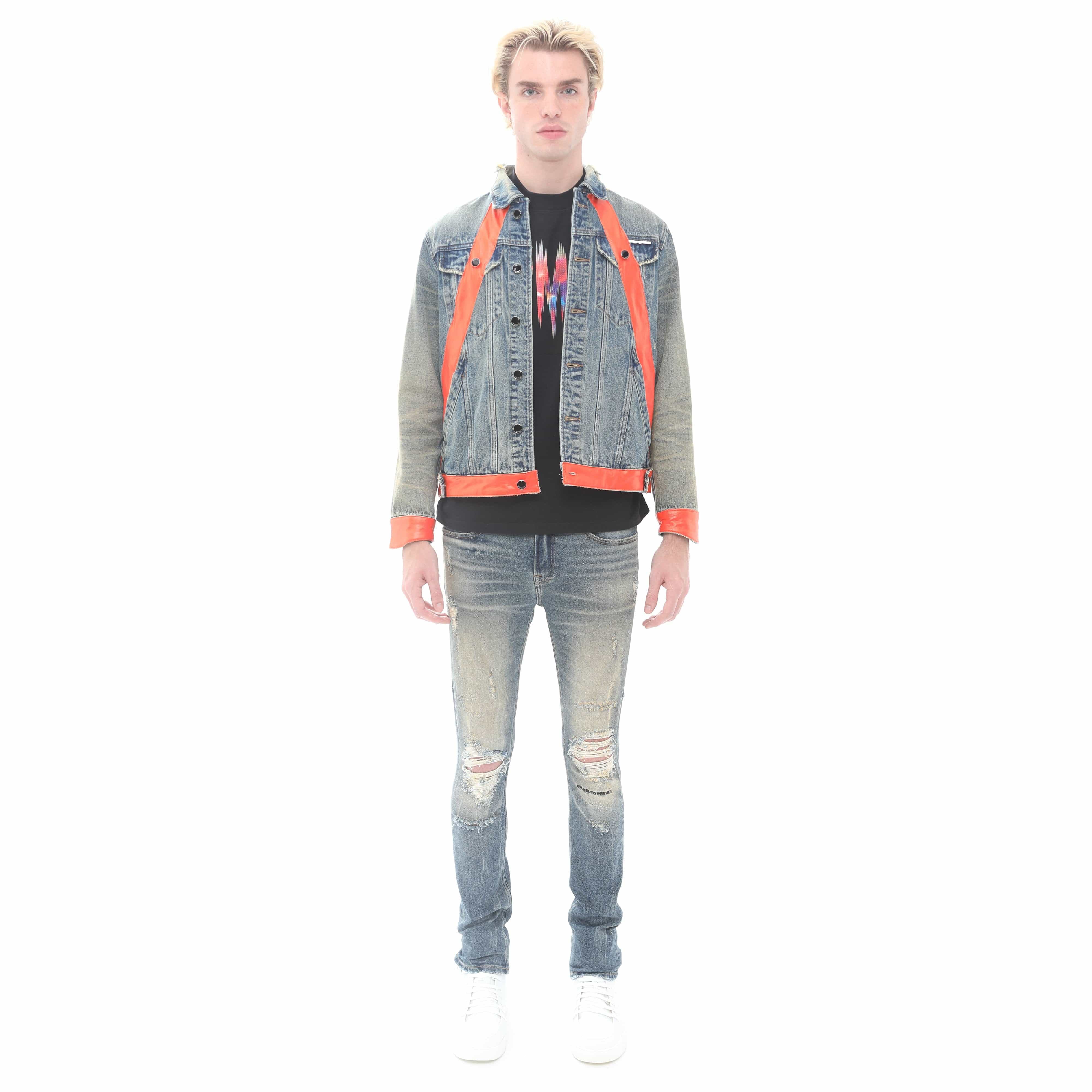 MK2 DENIM JACKET LEATHER APPLIQUE IN ASPEN - Image 2