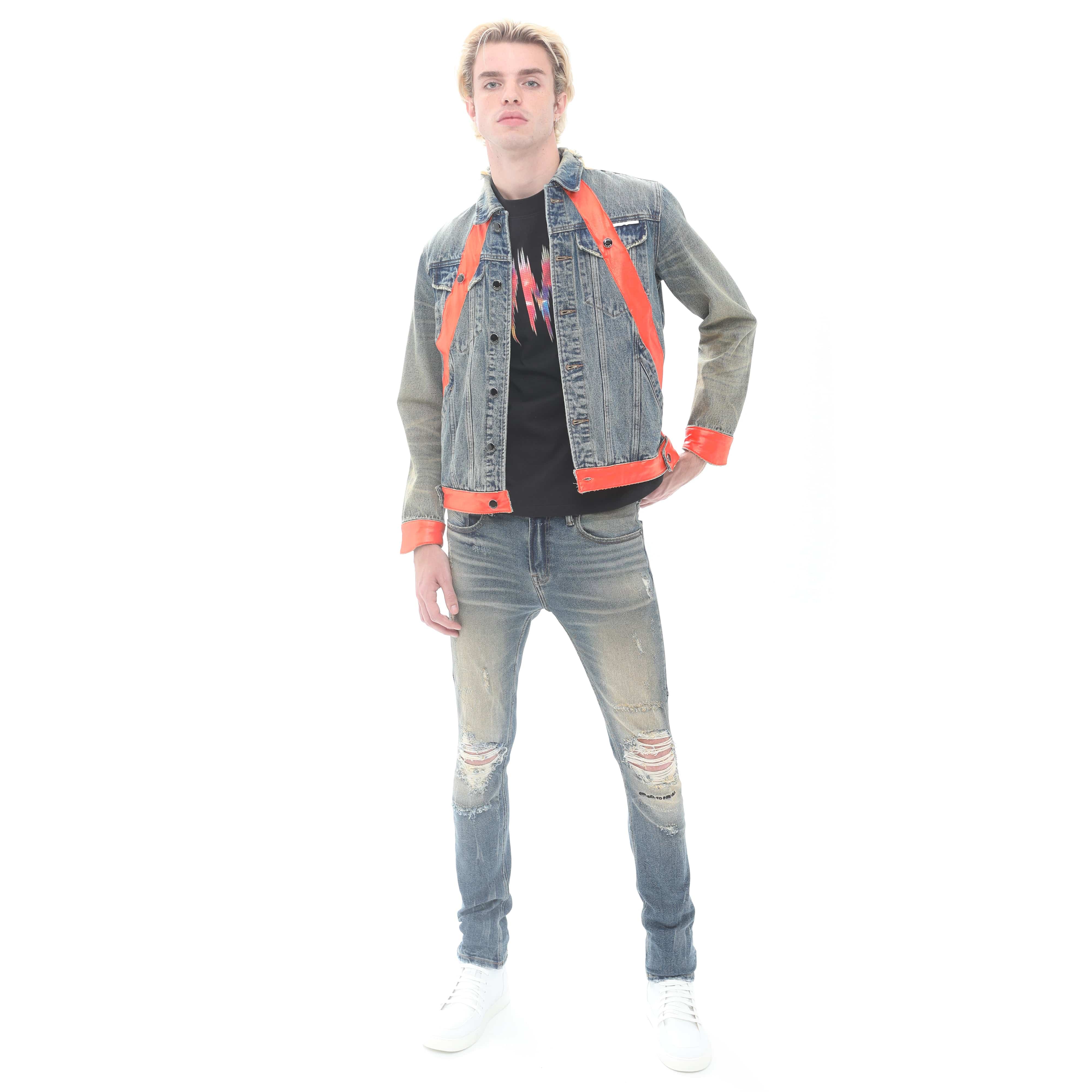 MK2 DENIM JACKET LEATHER APPLIQUE IN ASPEN - Image 3