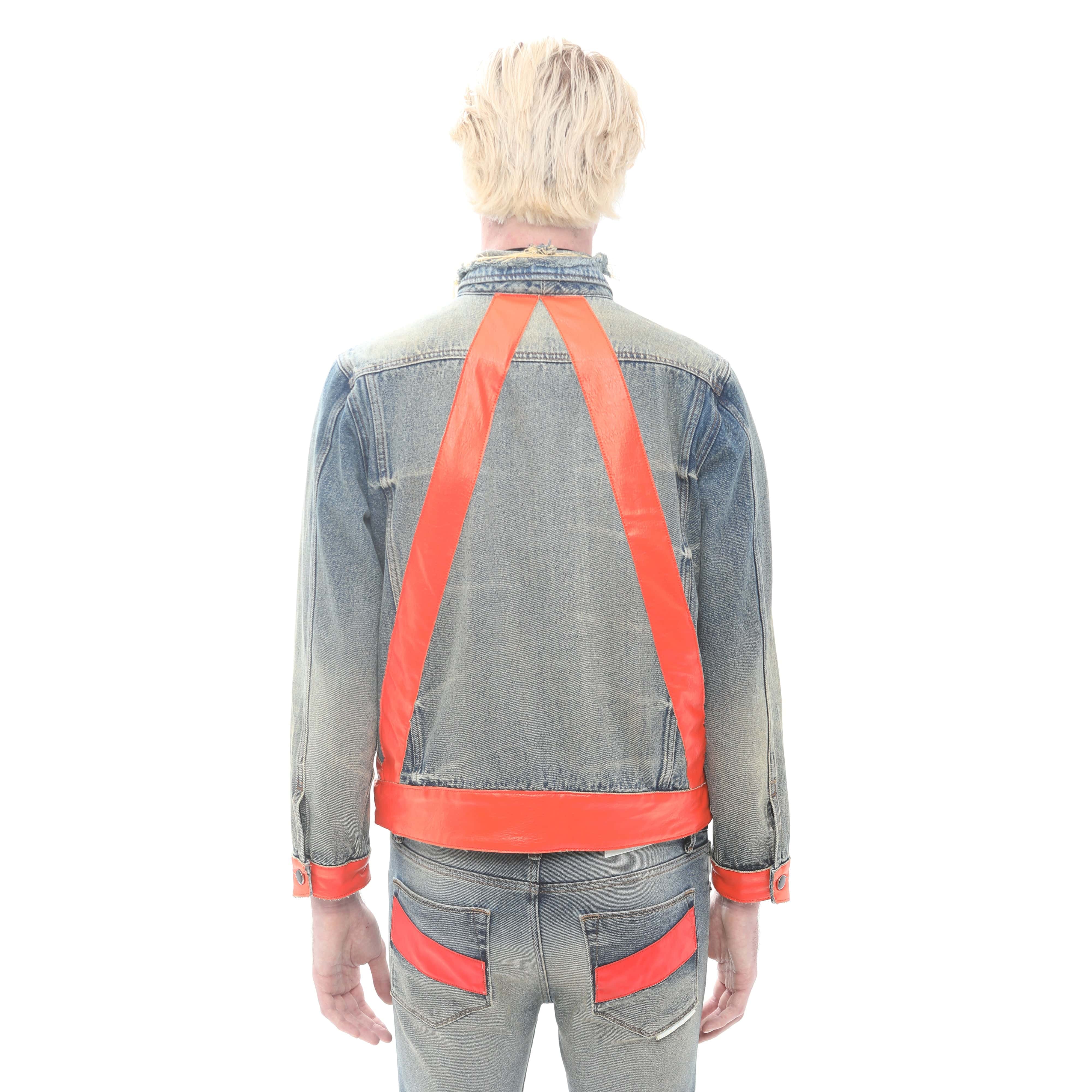 MK2 DENIM JACKET LEATHER APPLIQUE IN ASPEN - Image 4