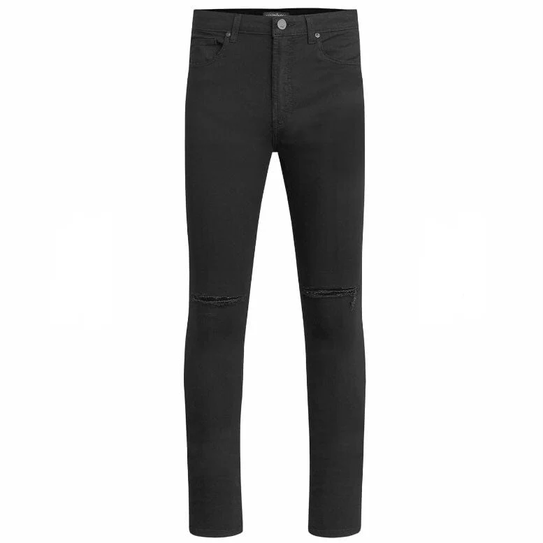 Monfrere Greyson Distressed Noir Jeans (Noir Black) 1026D1 - Image 4