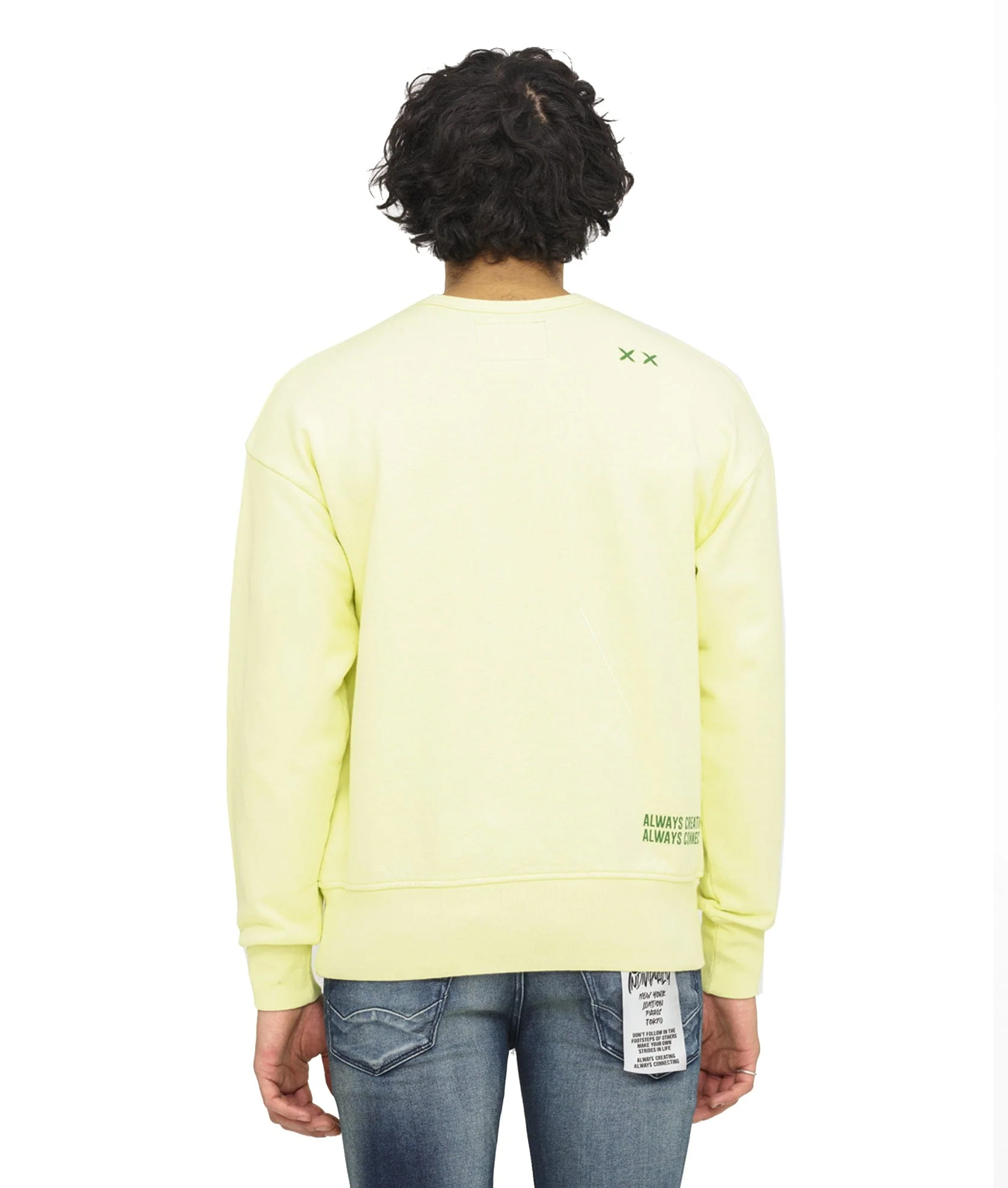NOVELTY CREW NECK FLEECE IN LEMON - Image 2