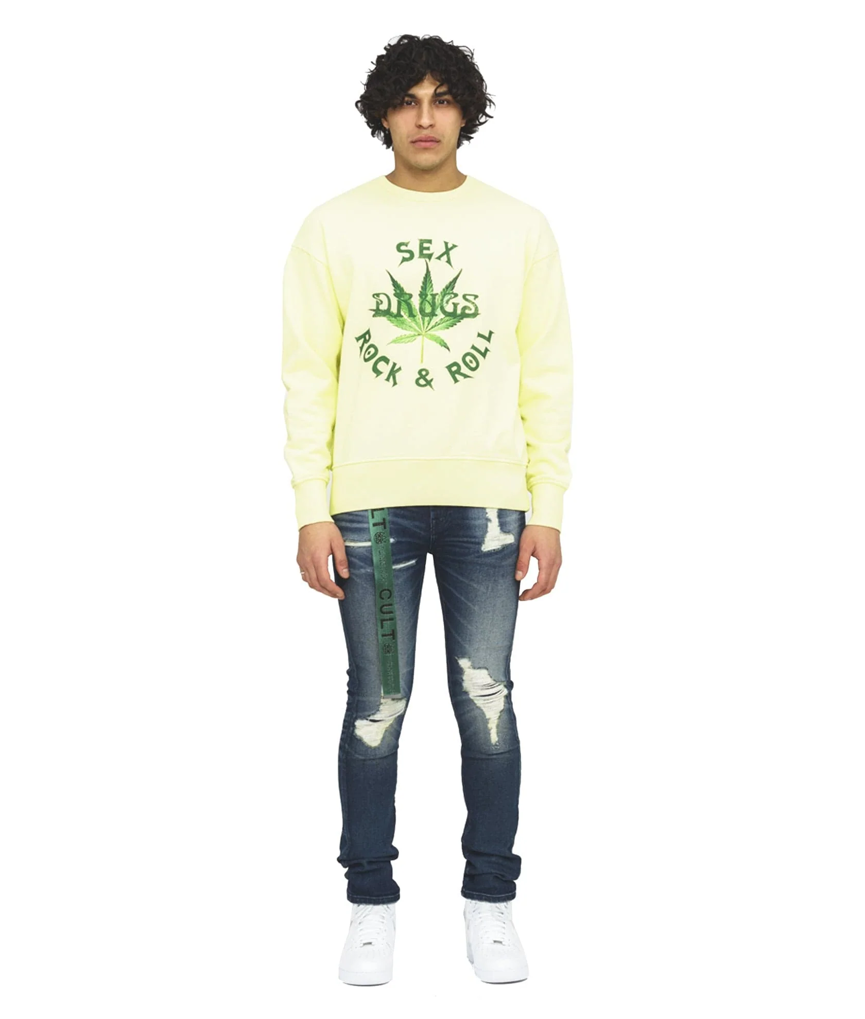 NOVELTY CREW NECK FLEECE IN LEMON - Image 3