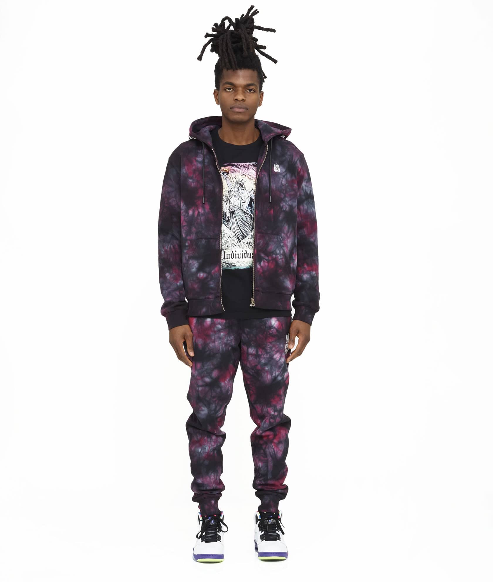 NOVELTY SWEATPANT IN MERLOT TIE DYE - Image 4