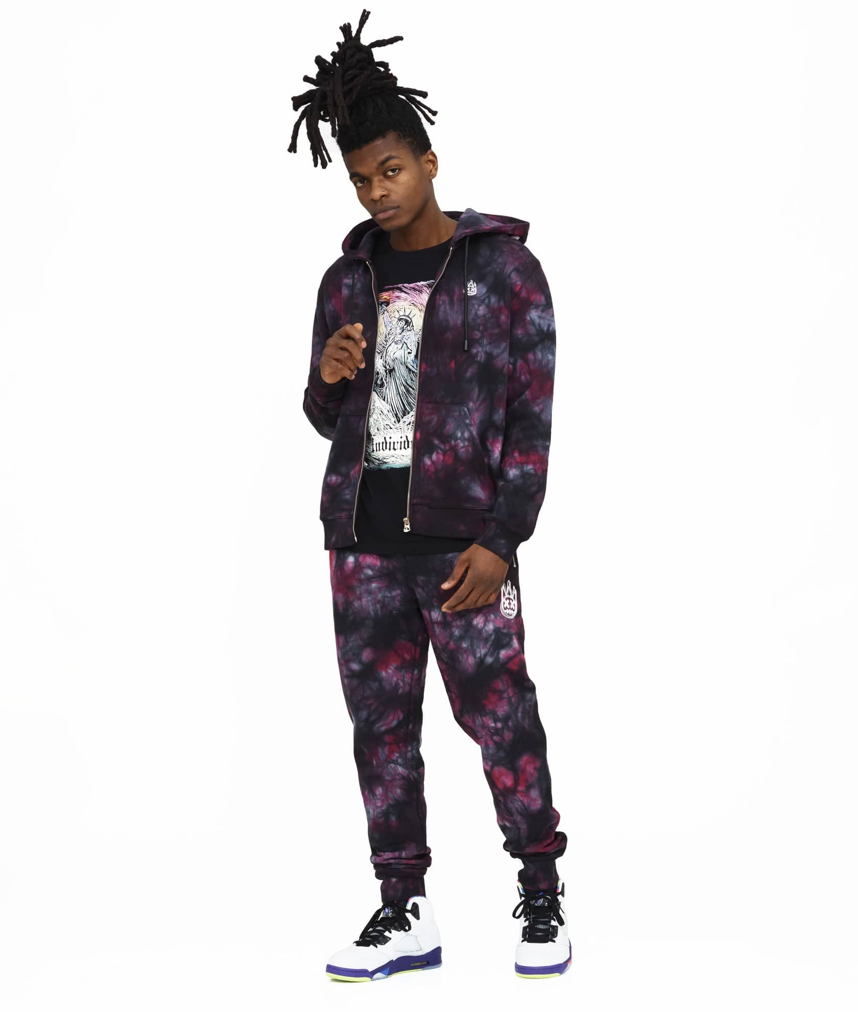 NOVELTY SWEATPANT IN MERLOT TIE DYE - Image 5