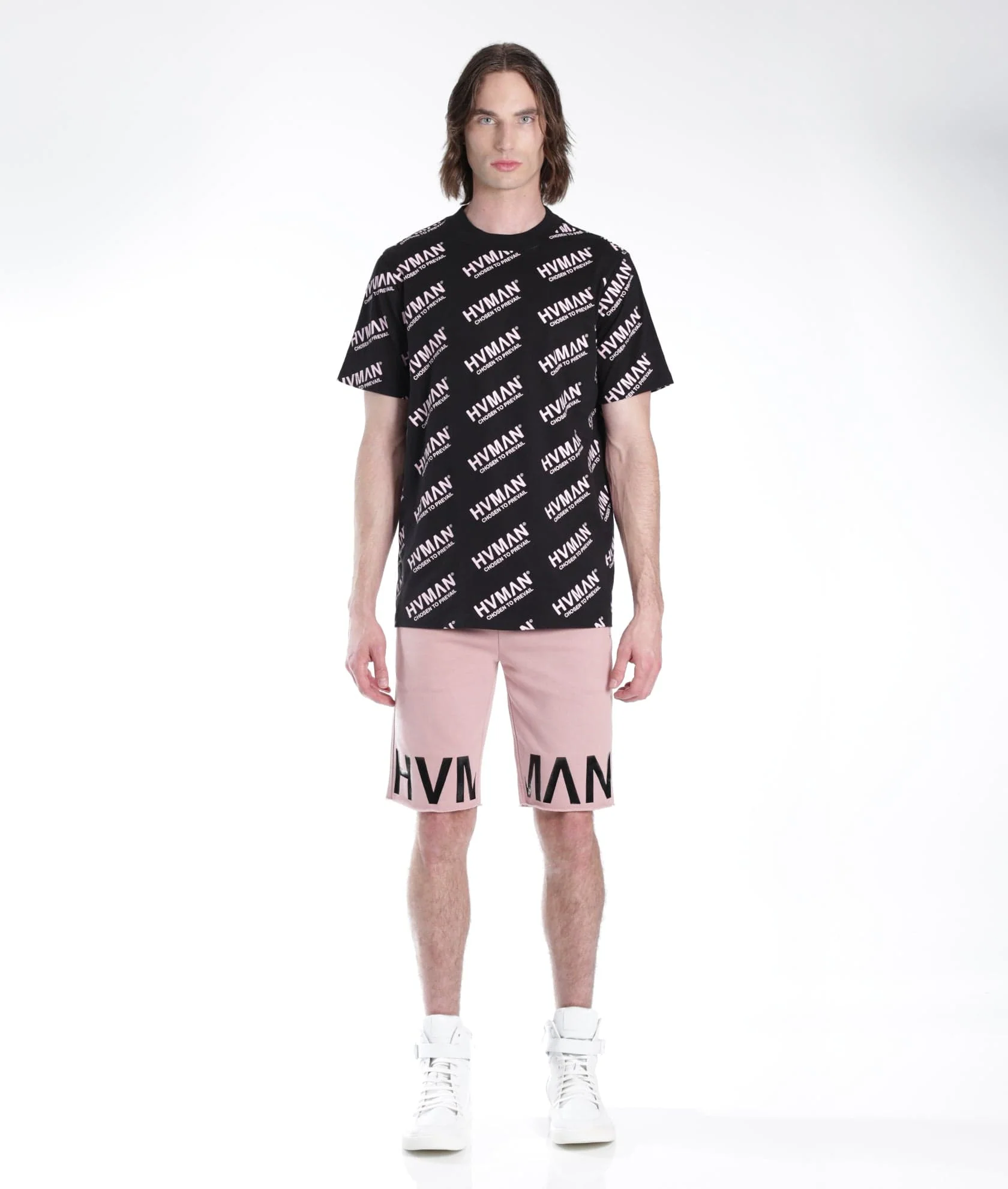 NOVELTY TEE REPEAT IN BLACK & DUSTY PINK LETTERING - Image 2