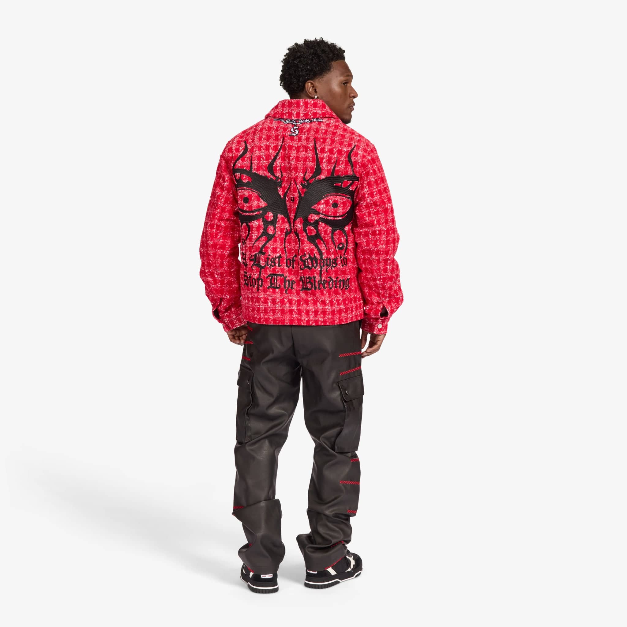 "Ogden" Leather Cargos (black/red) - Image 6