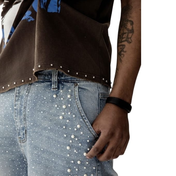Paper Money Crystallized Pearl Short (Blue) PM1095 - Image 6
