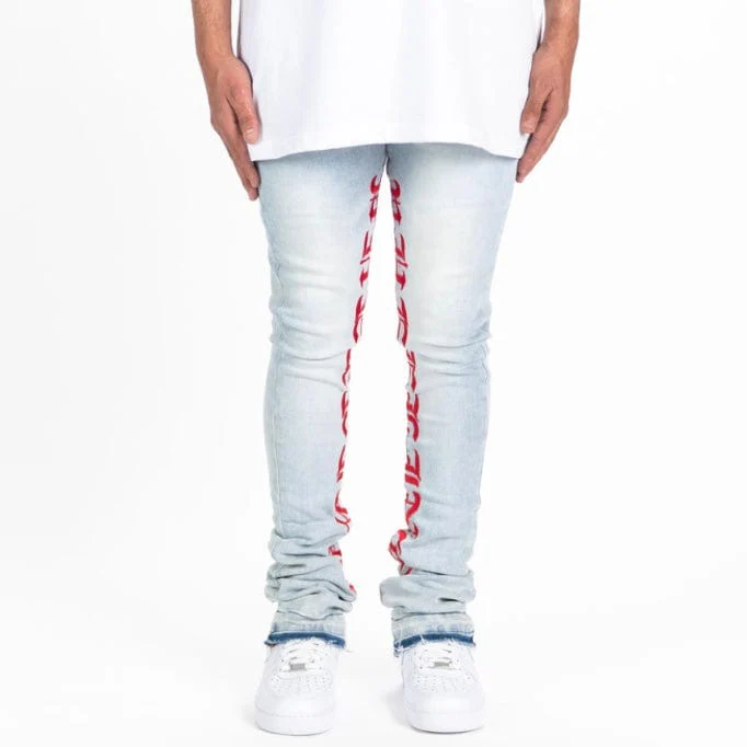 Pheelings Against All Odds Flare Stack Denim (Light Blue/Red)