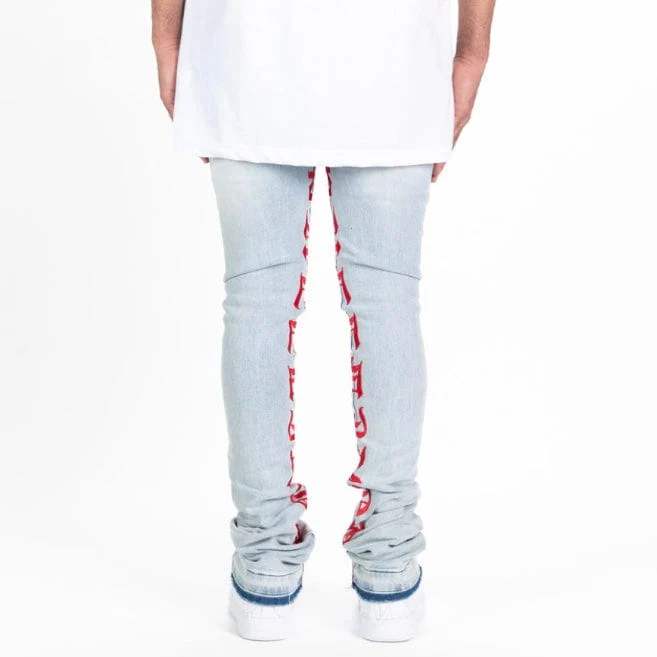Pheelings Against All Odds Flare Stack Denim (Light Blue/Red) - Image 4