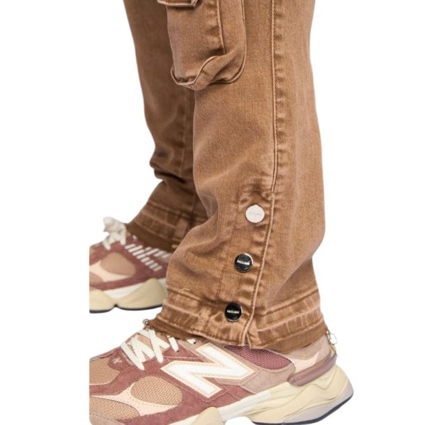 Pheelings "Journey To Greatness" Cargo Flare Stacked Denim (Brown) - Image 10