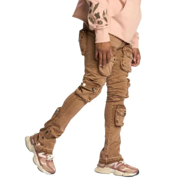 Pheelings "Journey To Greatness" Cargo Flare Stacked Denim (Brown) - Image 2