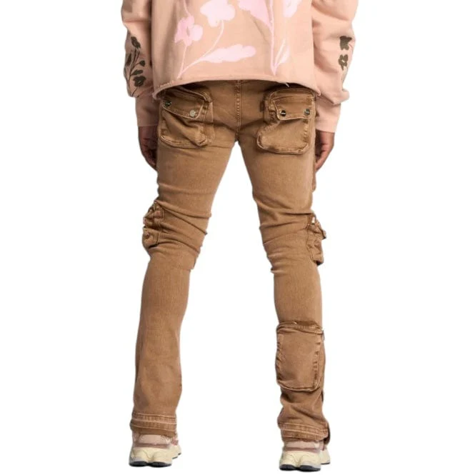Pheelings "Journey To Greatness" Cargo Flare Stacked Denim (Brown) - Image 3