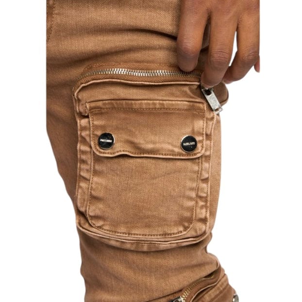 Pheelings "Journey To Greatness" Cargo Flare Stacked Denim (Brown) - Image 5