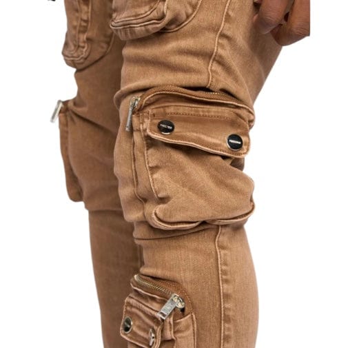 Pheelings "Journey To Greatness" Cargo Flare Stacked Denim (Brown) - Image 7
