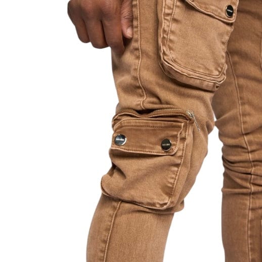 Pheelings "Journey To Greatness" Cargo Flare Stacked Denim (Brown) - Image 8