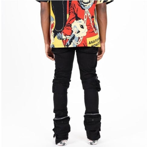 Pheelings "Journey To Greatness" Cargo Flare Stacked Denim (Jet Black) - Image 2