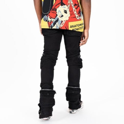 Pheelings "Journey To Greatness" Cargo Flare Stacked Denim (Jet Black) - Image 7