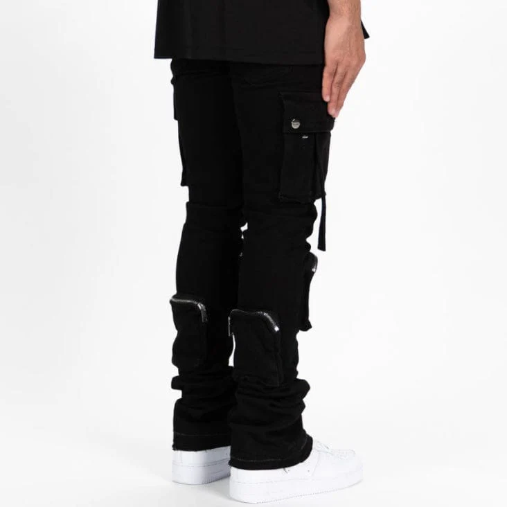 Pheelings Never Look Back Cargo Flare Stack Denim (Jet Black) - Image 2