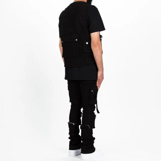 Pheelings Never Look Back Cargo Flare Stack Denim (Jet Black) - Image 5