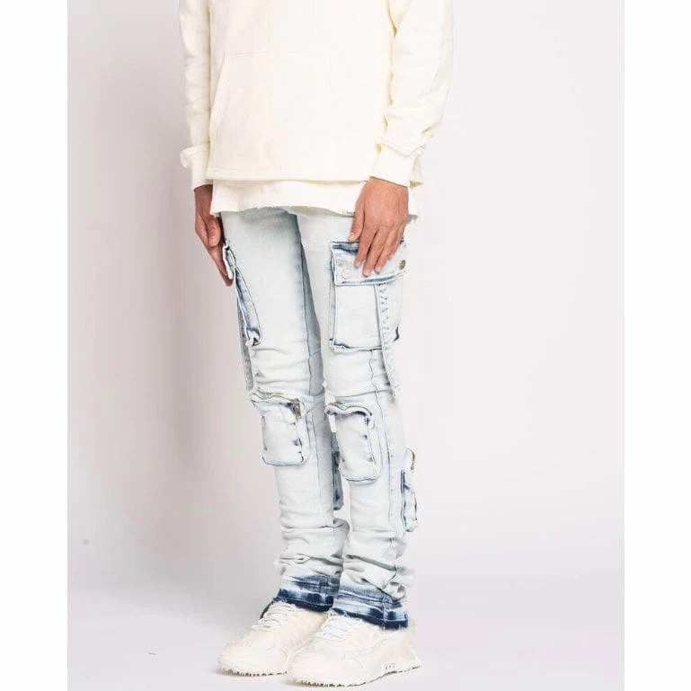 Pheelings Never Look Back Cargo Flare Stack Denim (Light Blue) - Image 2