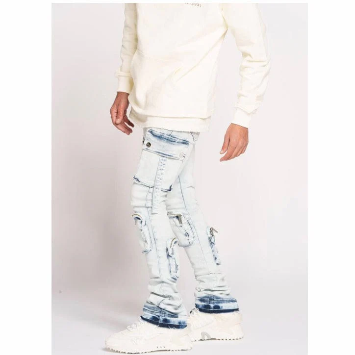 Pheelings Never Look Back Cargo Flare Stack Denim (Light Blue) - Image 3