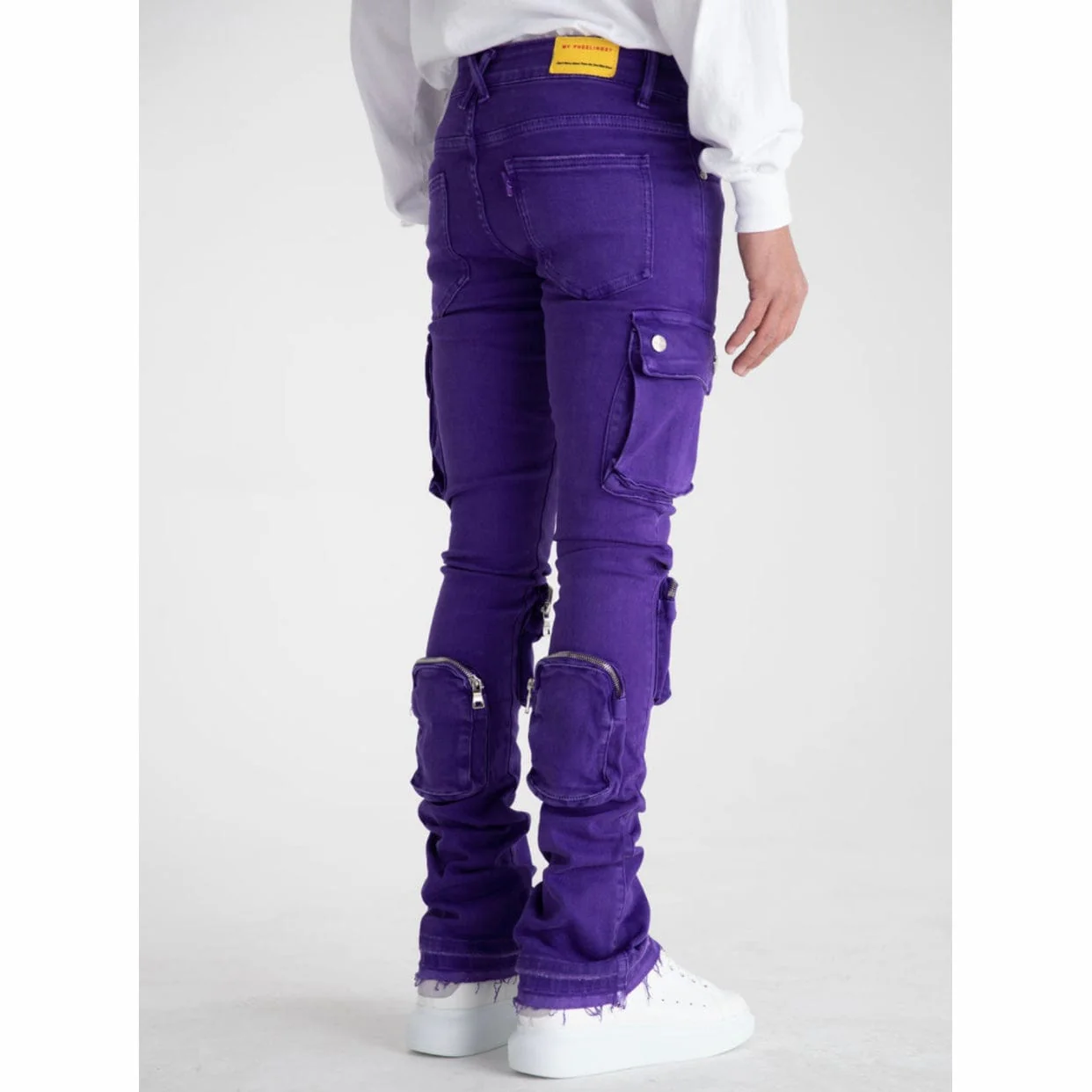 Pheelings Never Look Back Cargo Flare Stack Denim (Purple) - Image 3