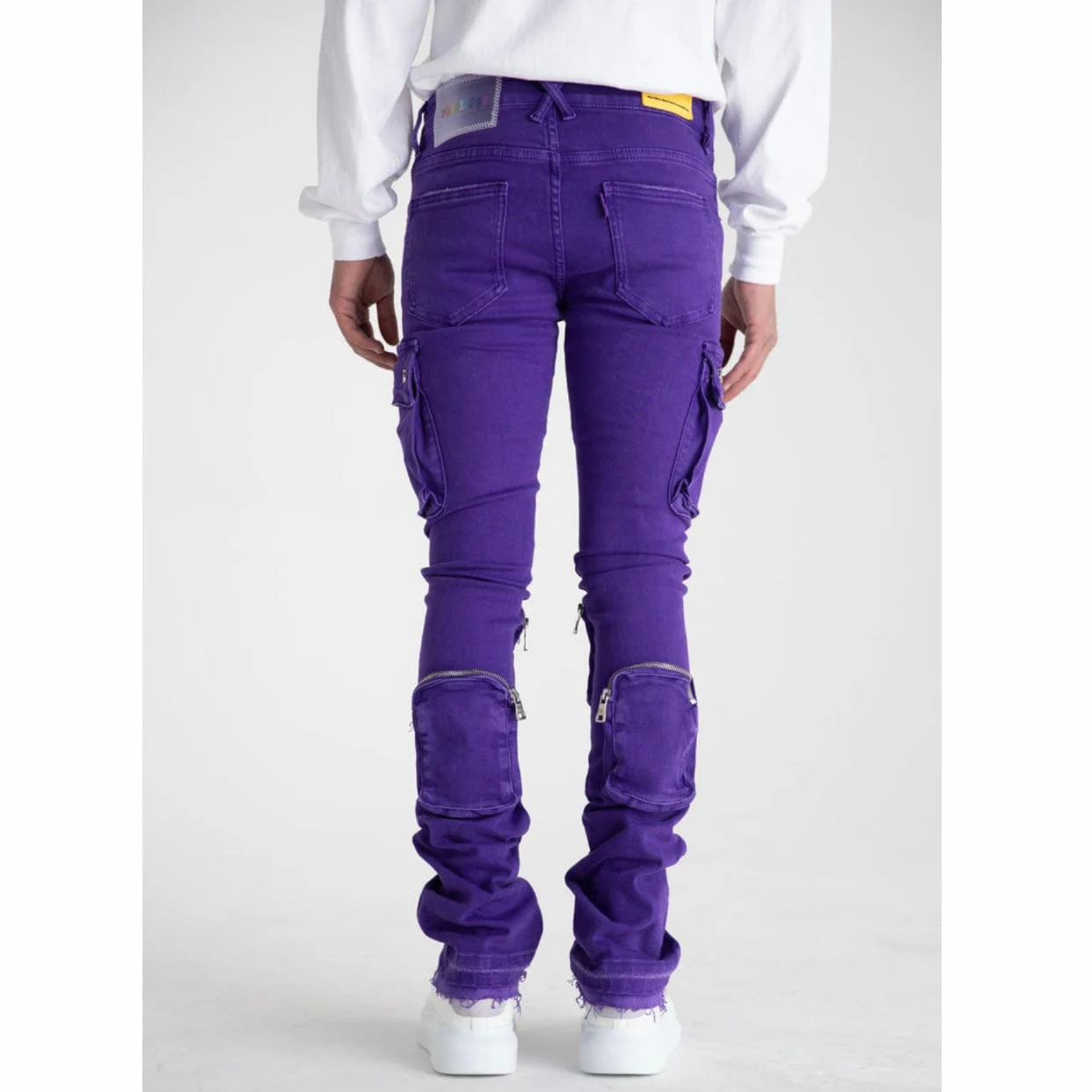 Pheelings Never Look Back Cargo Flare Stack Denim (Purple) - Image 4