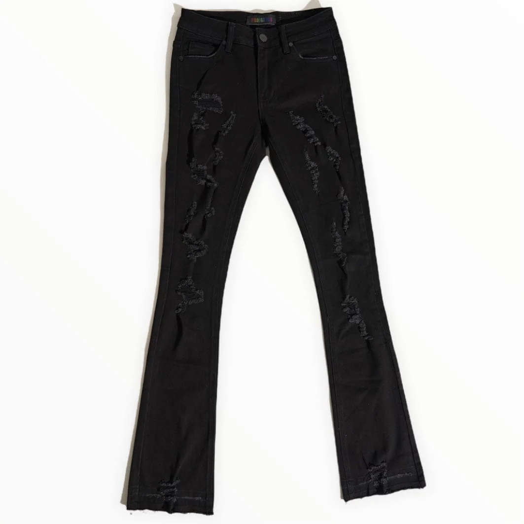 Pheelings Now Or Never Flare Stack Denim Jean (Jet Black) - Image 4