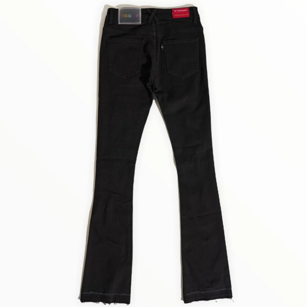 Pheelings Now Or Never Flare Stack Denim Jean (Jet Black) - Image 5