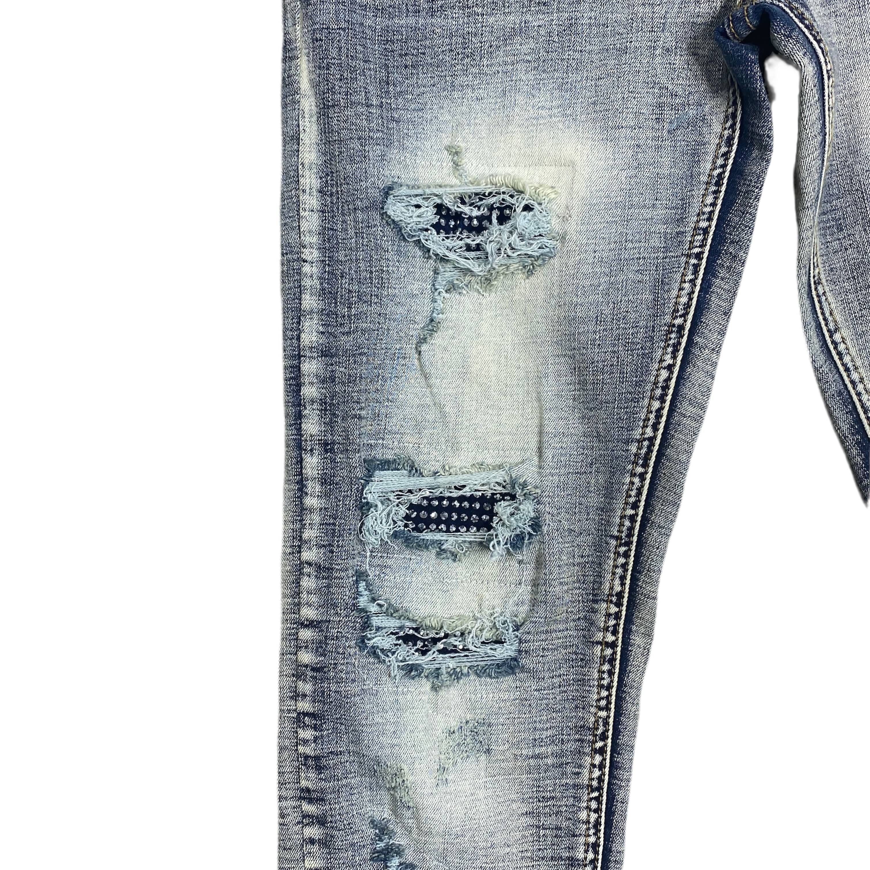 Platini Rhinestone/Destroyed (Blue) Jeans - MFJ7666 - Image 2