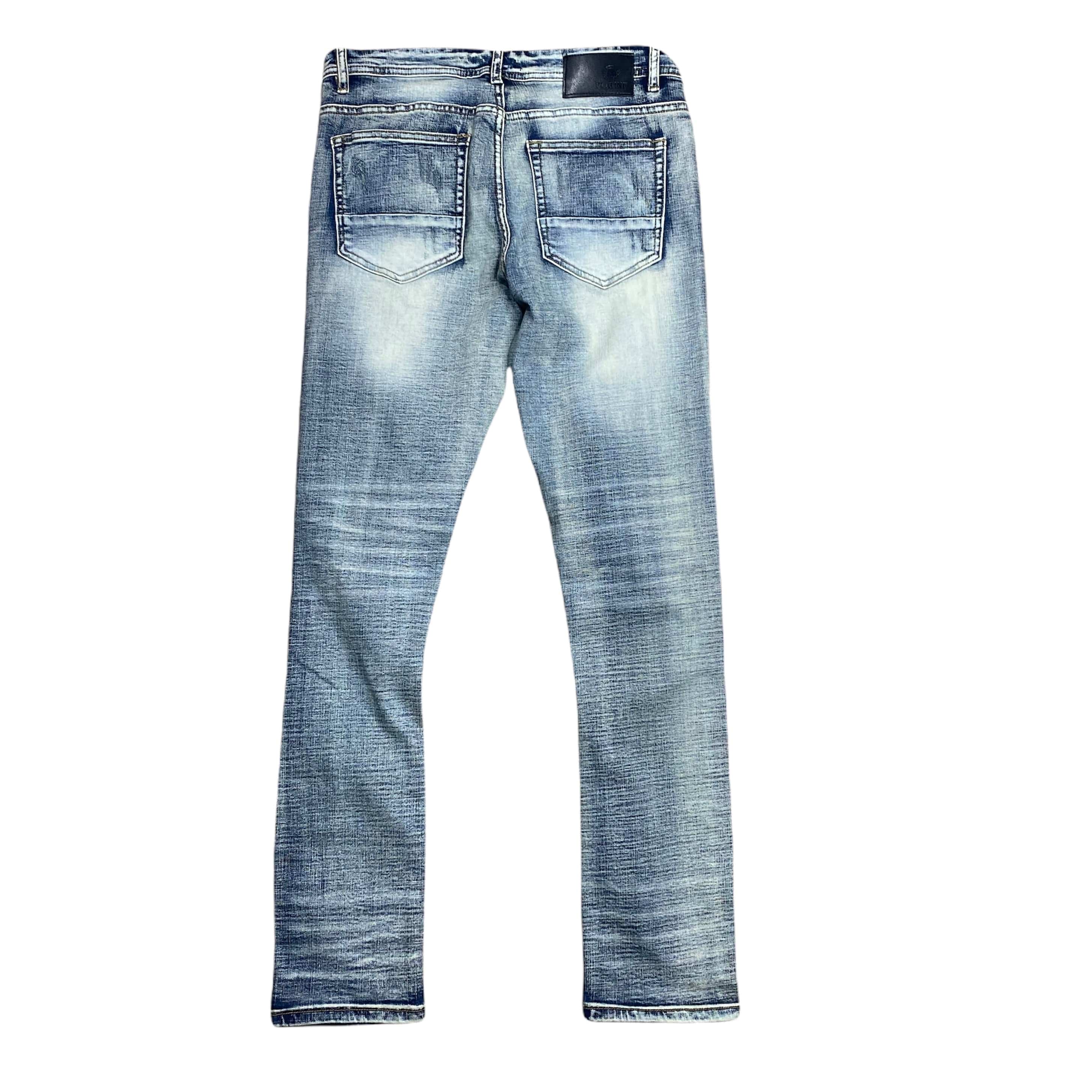 Platini Rhinestone/Destroyed (Blue) Jeans - MFJ7666 - Image 3