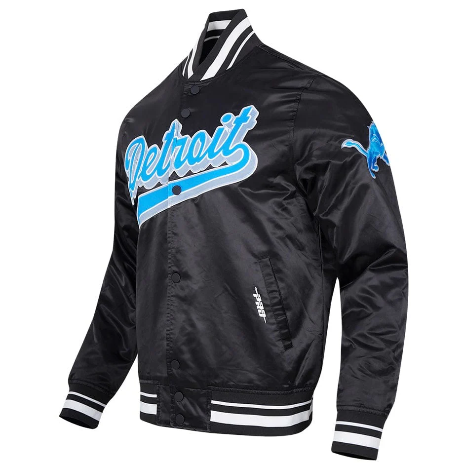 Pro Standard Detroit Lions Men's Script Tail Satin Jacket (Black) - Image 2