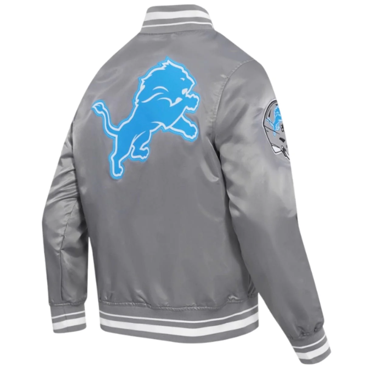 Pro Standard Detroit Lions Men's Script Tail Satin Jacket (Gray) - Image 3