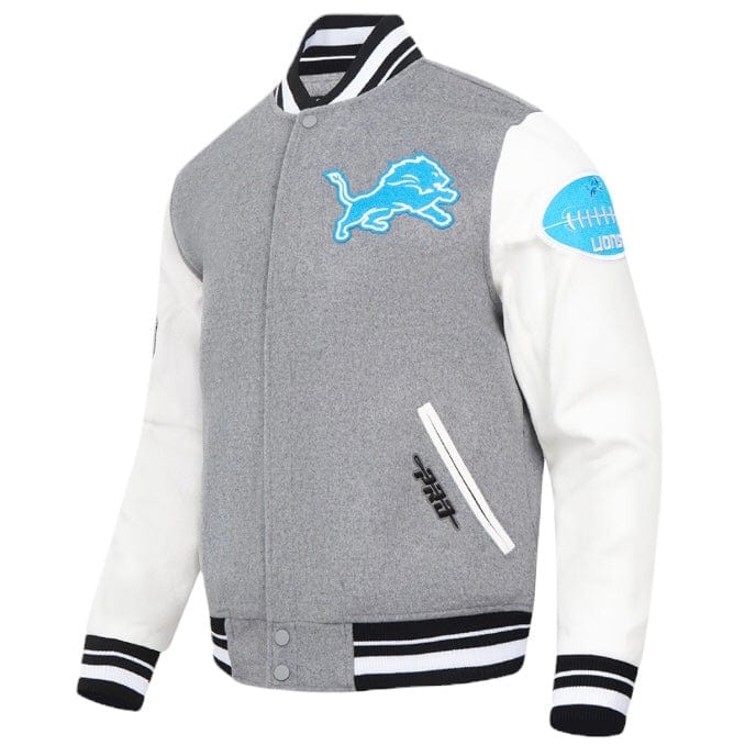 Pro Standard Detroit Lions Old English Varsity Jacket (Heather/White/Black) - Image 2