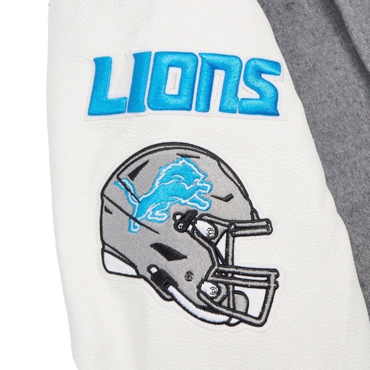 Pro Standard Detroit Lions Old English Varsity Jacket (Heather/White/Black) - Image 6