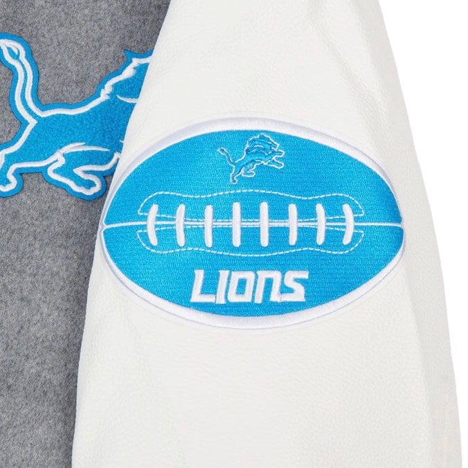 Pro Standard Detroit Lions Old English Varsity Jacket (Heather/White/Black) - Image 7