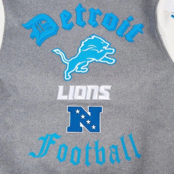 Pro Standard Detroit Lions Old English Varsity Jacket (Heather/White/Black) - Image 8