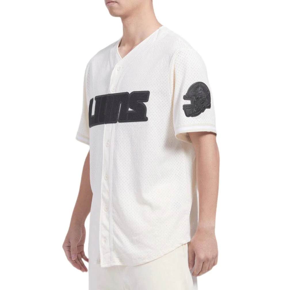 Pro Standard Detroit Lions Triple Tonal Mesh Button Down Shirt (Eggshell) - Image 3