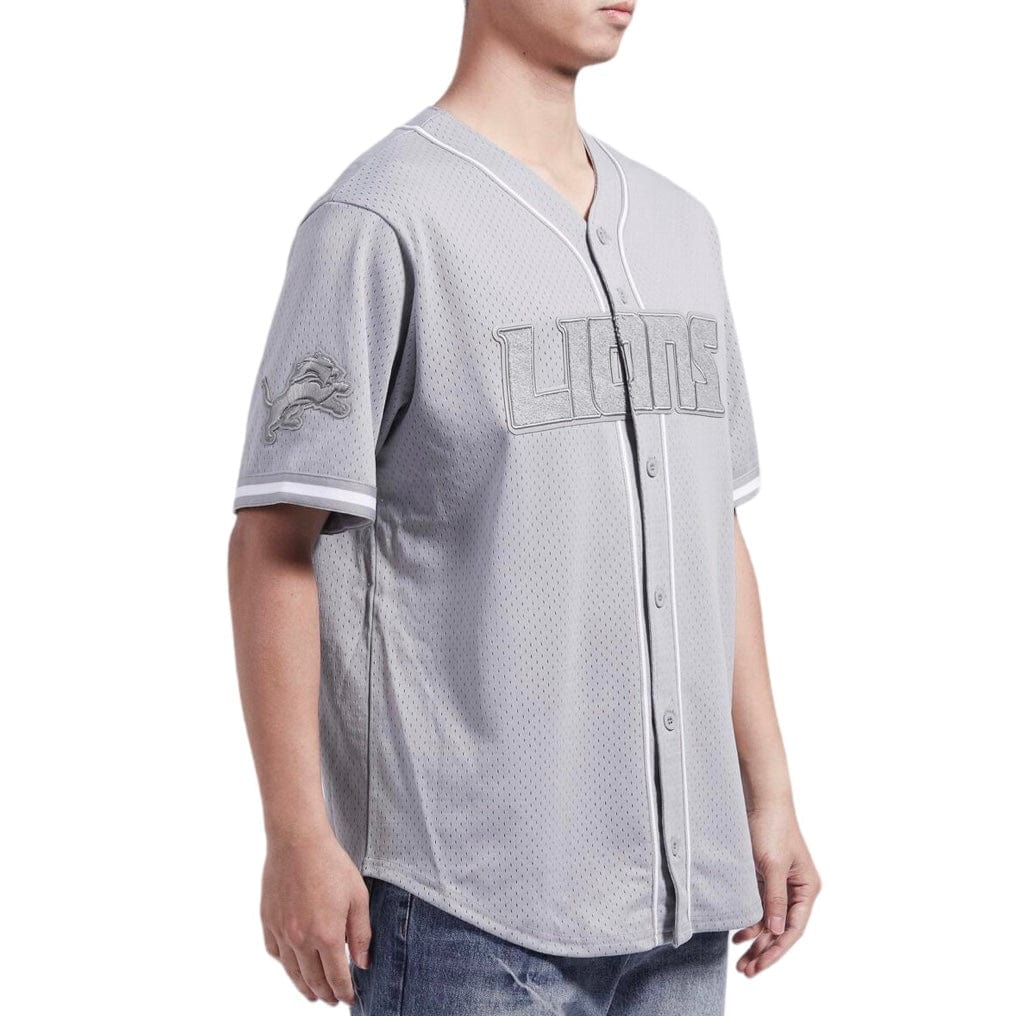 Pro Standard Detroit Lions Triple Tonal Mesh Button Down Shirt (Gray) - Image 2
