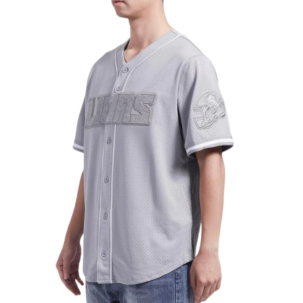 Pro Standard Detroit Lions Triple Tonal Mesh Button Down Shirt (Gray) - Image 3