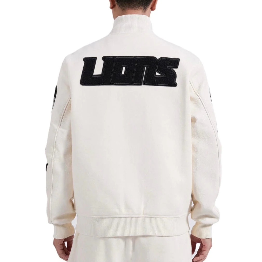 Pro Standard Detroit Lions Triple Tonal Varsity Jacket (Eggshell) - Image 4