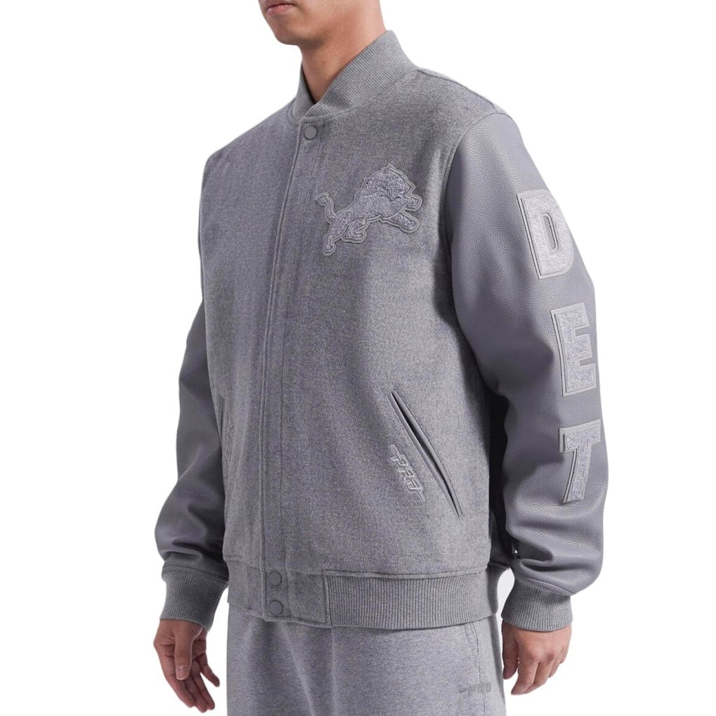 Pro Standard Detroit Lions Triple Tonal Varsity Jacket (Heather Grey) - Image 3