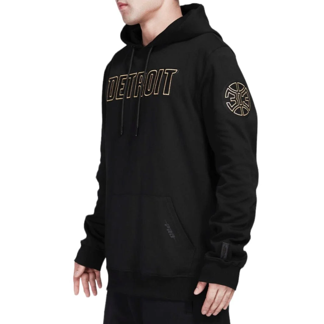 Pro Standard Detroit Pistons Black & Gold Po Hoodie (Black) BDP5513636-BLK - Image 3