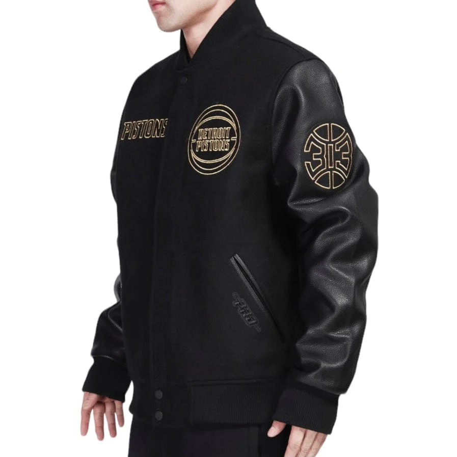 Pro Standard Detroit Pistons Black & Gold Varsity Jacket (Jet Black) - Image 3