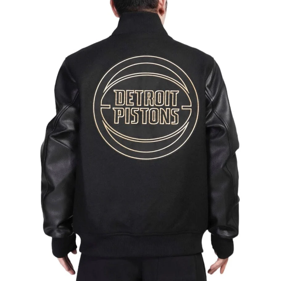 Pro Standard Detroit Pistons Black & Gold Varsity Jacket (Jet Black) - Image 4