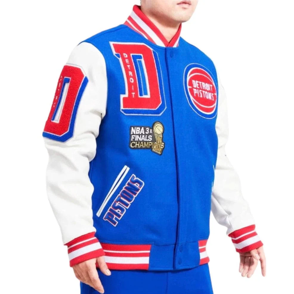 Pro Standard Detroit Pistons Mash Up Varsity Jacket (Royal/White) BDP654266 - Image 2