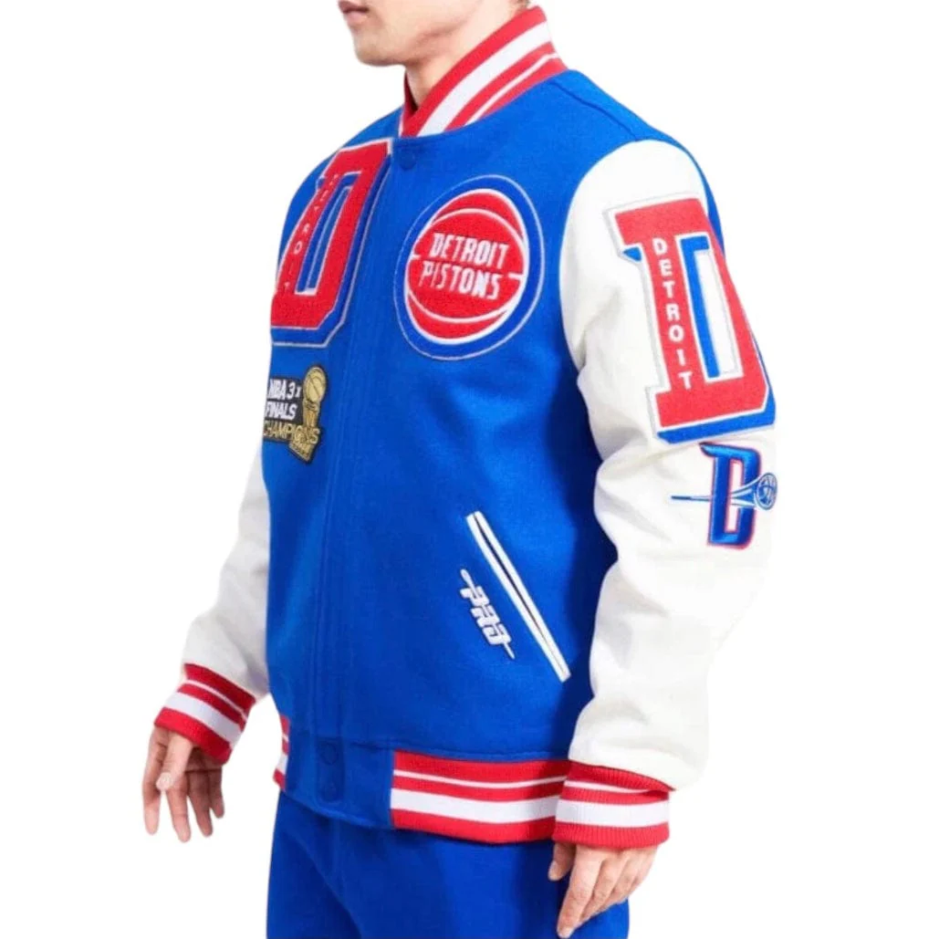 Pro Standard Detroit Pistons Mash Up Varsity Jacket (Royal/White) BDP654266 - Image 3