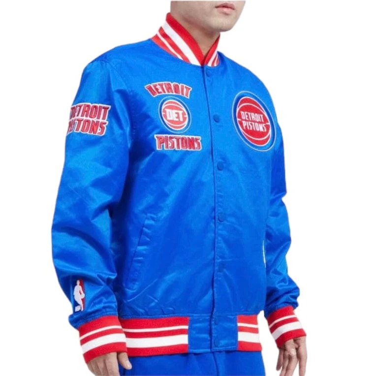 Pro Standard Detroit Pistons Retro Classic Rib Satin Jacket (Royal Blue/Red) - Image 2