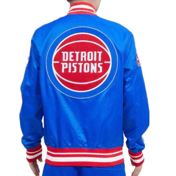 Pro Standard Detroit Pistons Retro Classic Rib Satin Jacket (Royal Blue/Red) - Image 4